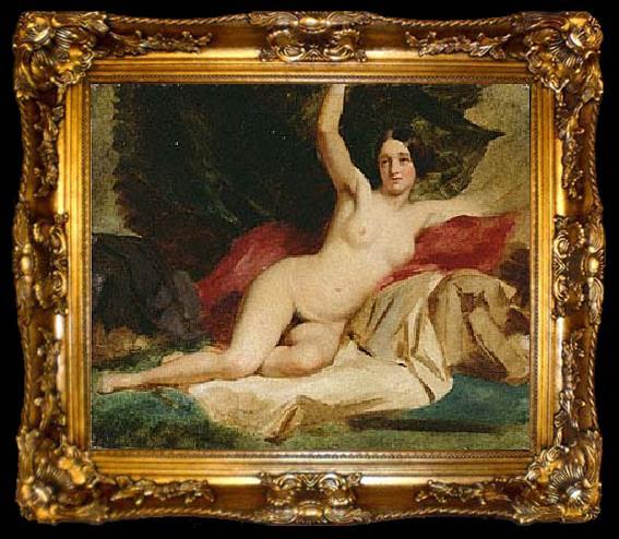 framed  William Etty Female Nude In a Landscape, ta009-2